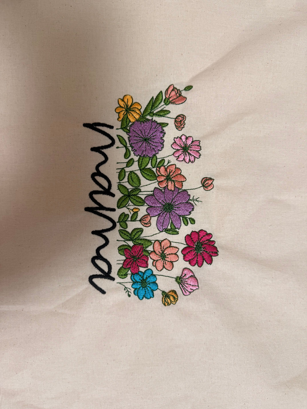 Mama Love Embroided 100% Ctotton Tote Bag