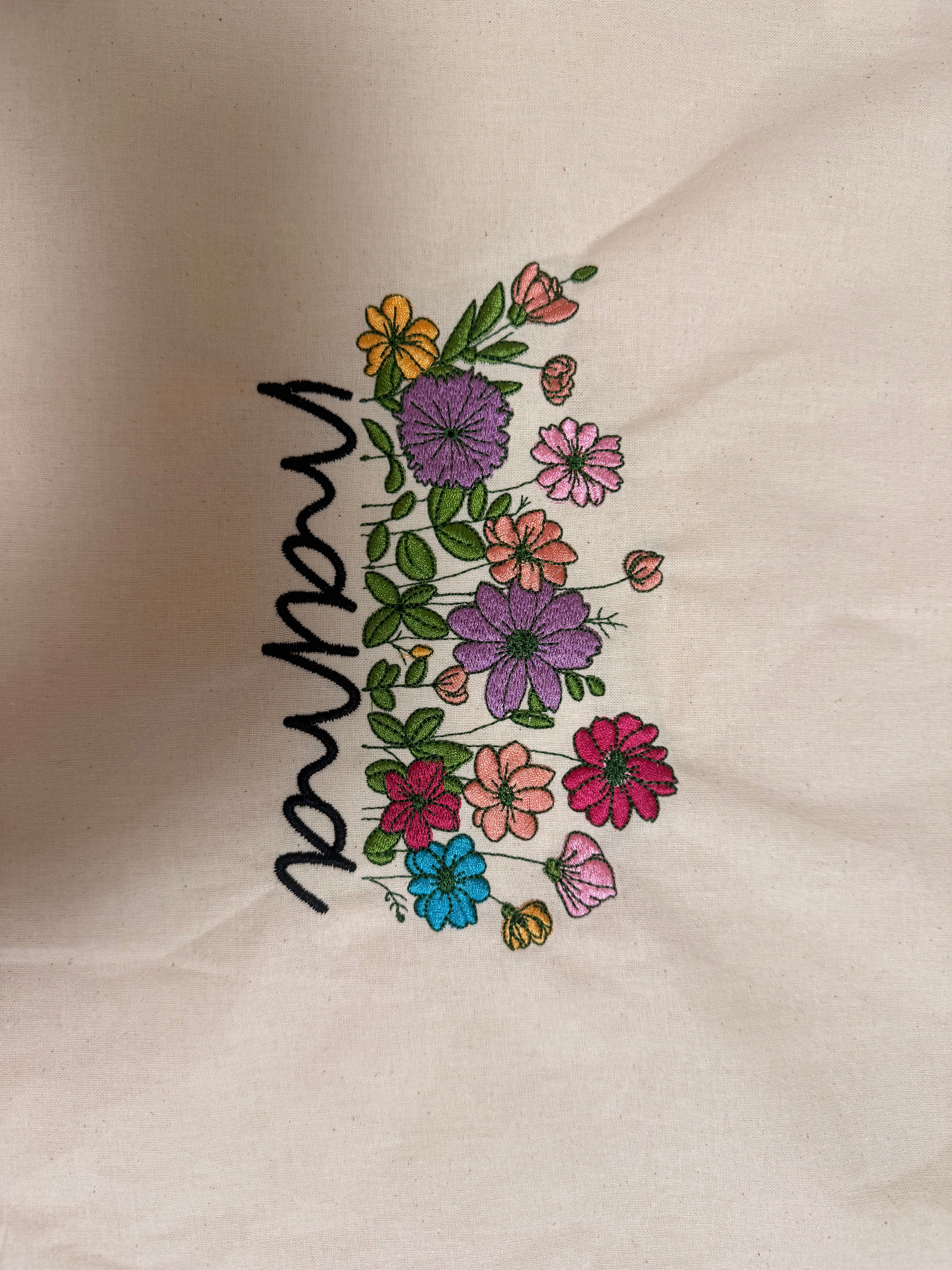 Mama Love Embroided 100% Ctotton Tote Bag