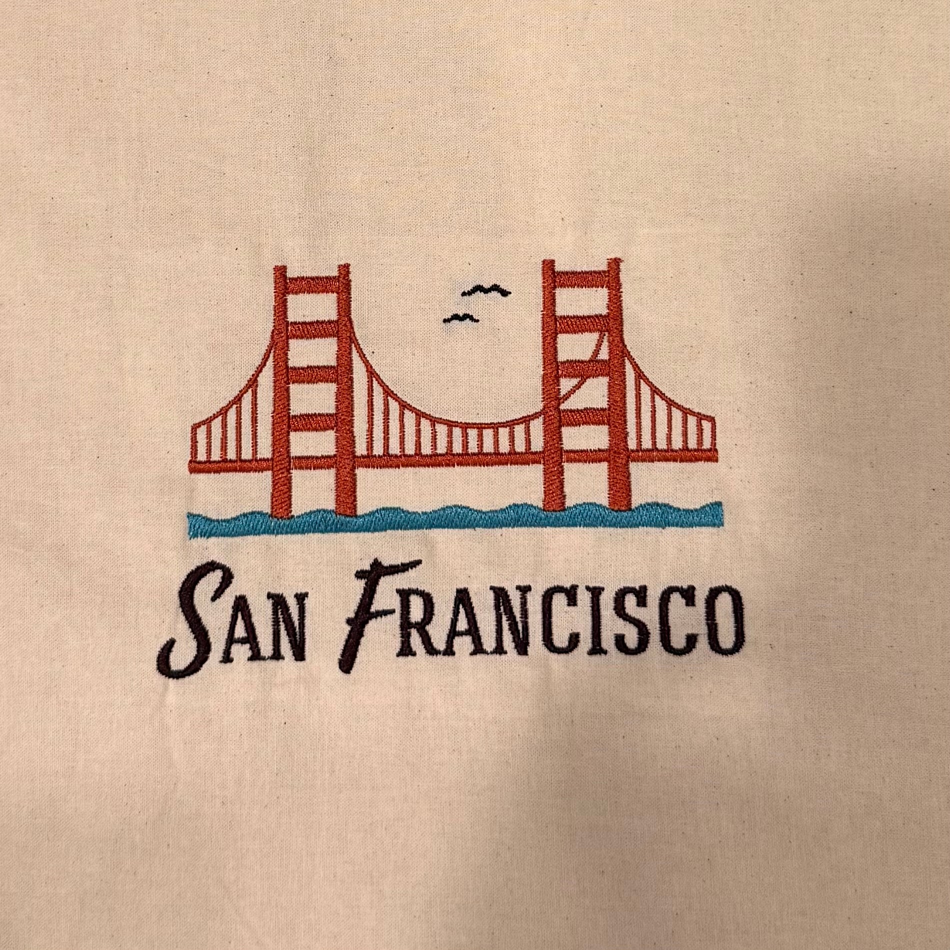 San Fransisco Embroidered 100% Cotton Tote Bag