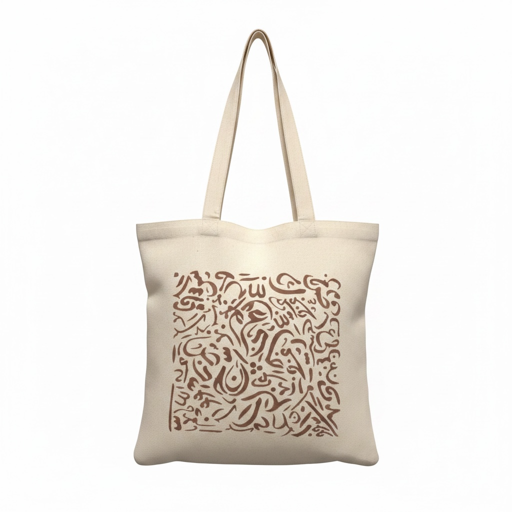 100% Cotton Hand-Painted Calligraphy Tote Bag