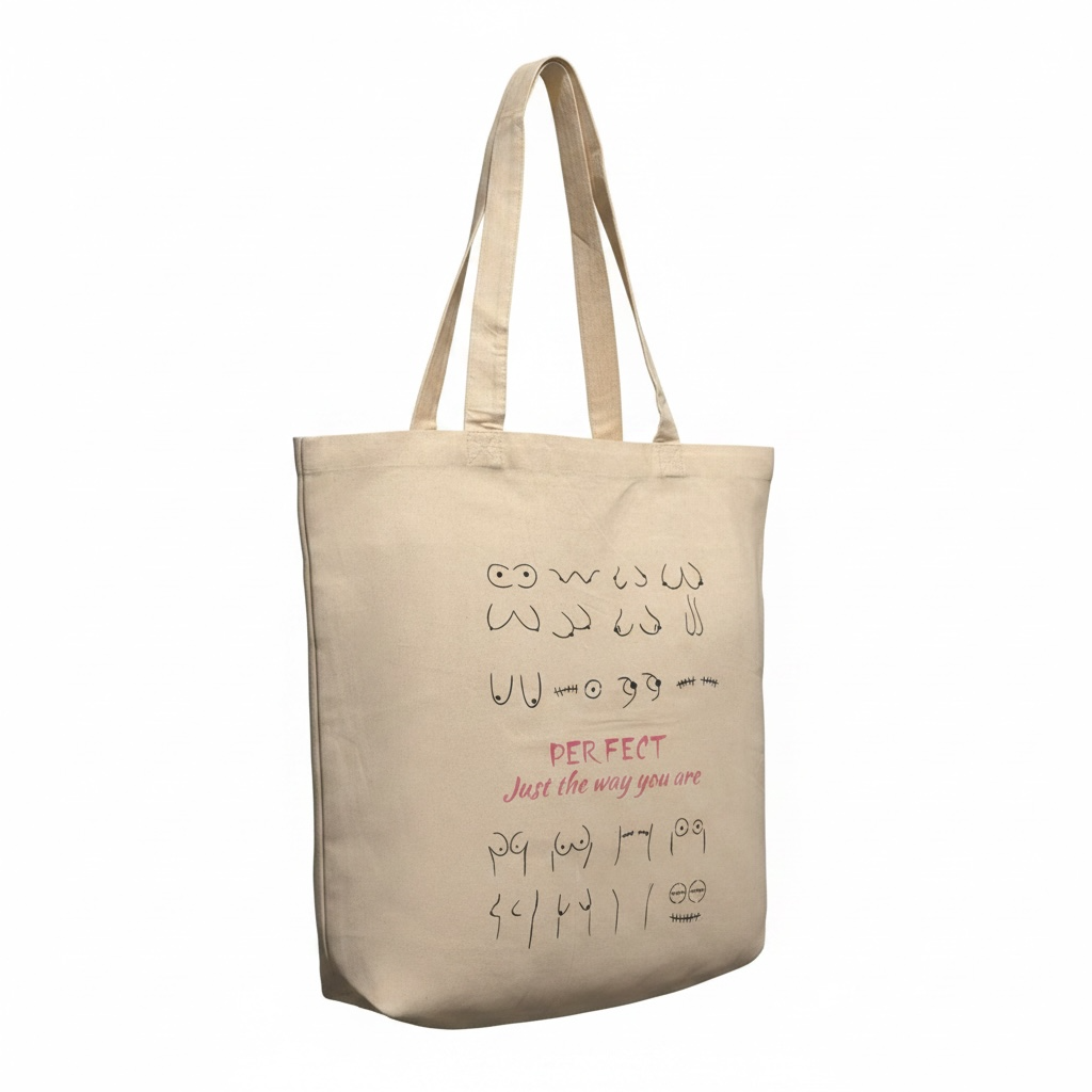 "Perfect Just The Way You Are" Hand-Painted 100% Cotton Tote Bag