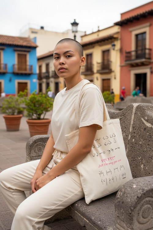 "Perfect Just The Way You Are" Hand-Painted 100% Cotton Tote Bag