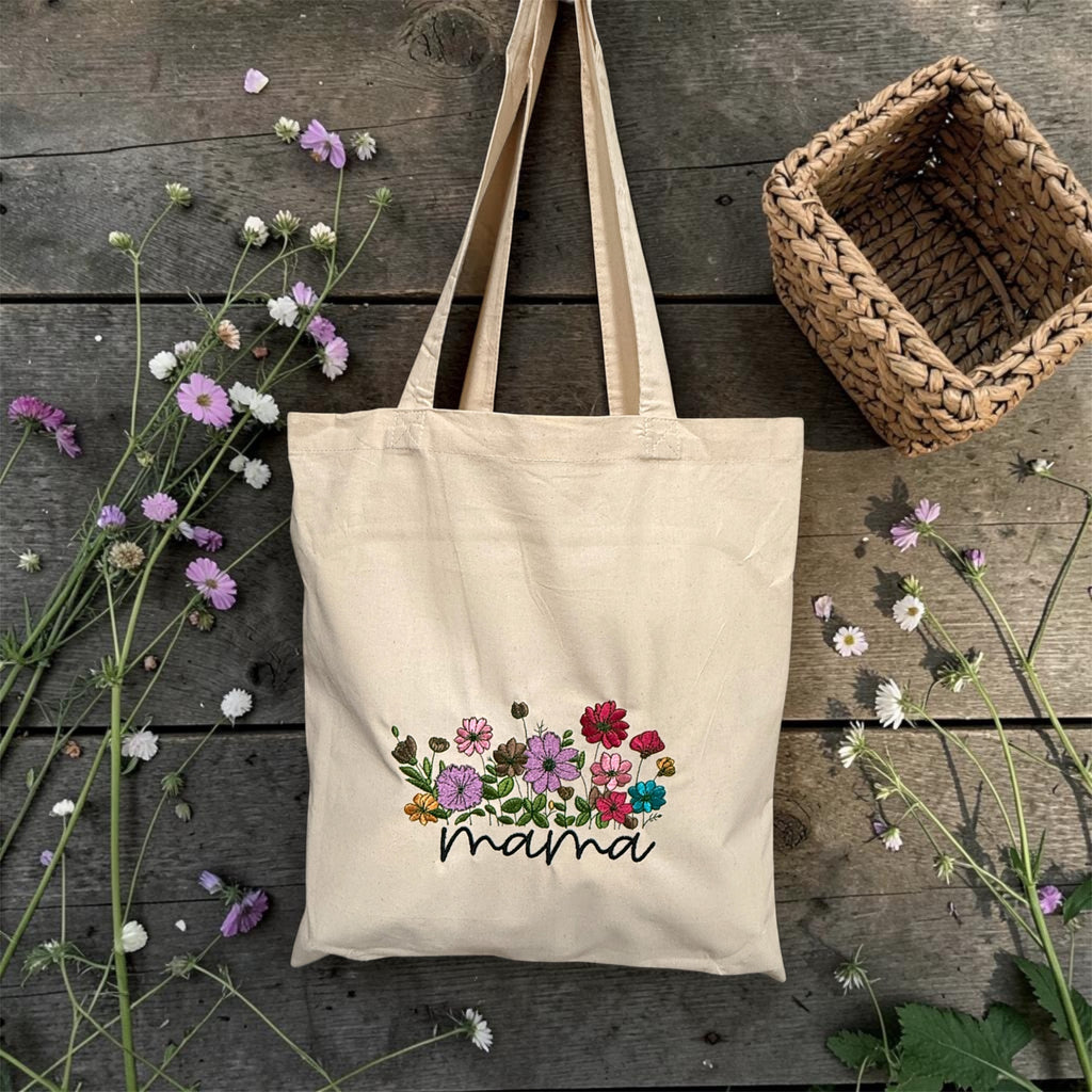 Mama Love Embroided 100% Ctotton Tote Bag