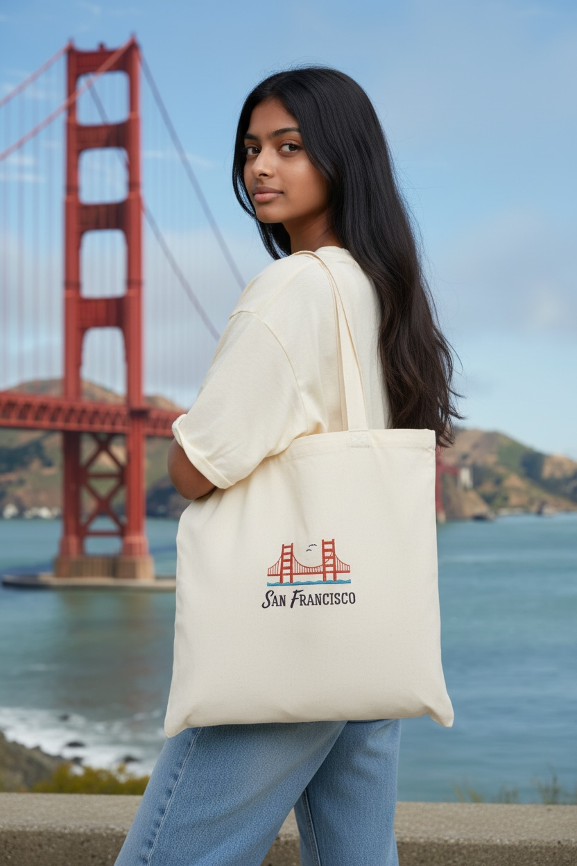 San Fransisco Embroidered 100% Cotton Tote Bag