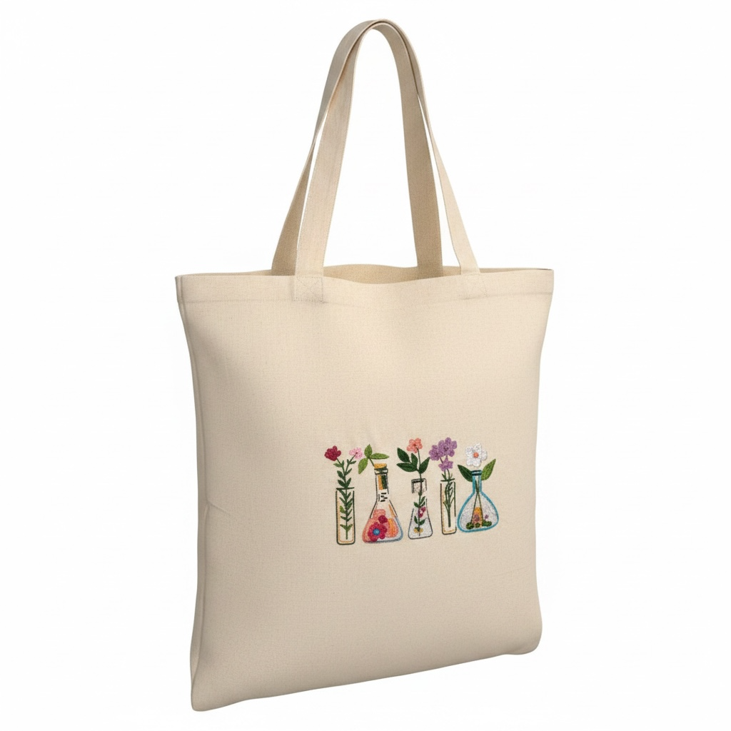 100% Cotton Embroidered Scientist & Chemist Love Tote Bag