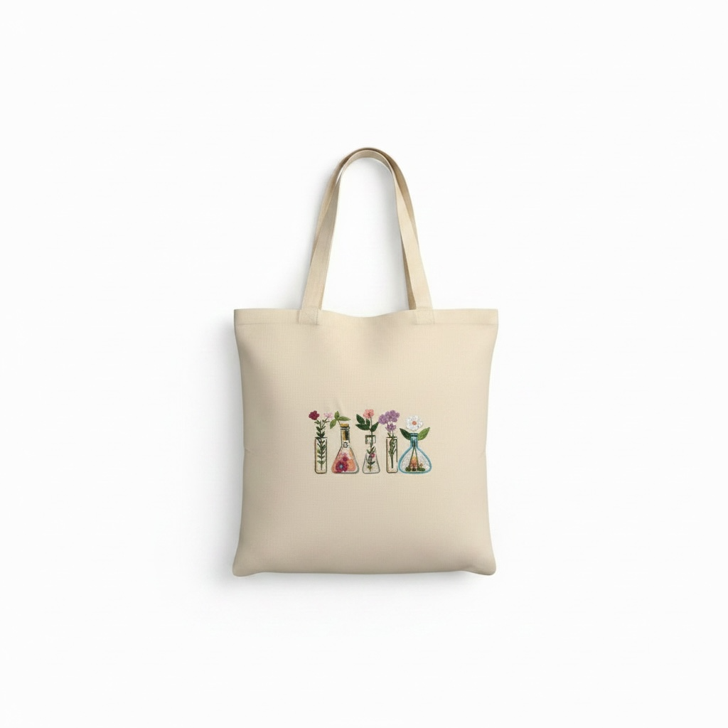 100% Cotton Embroidered Scientist & Chemist Love Tote Bag