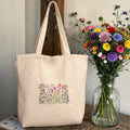 Flower Bouquet Embroidered 100% Cotton Tote Bag